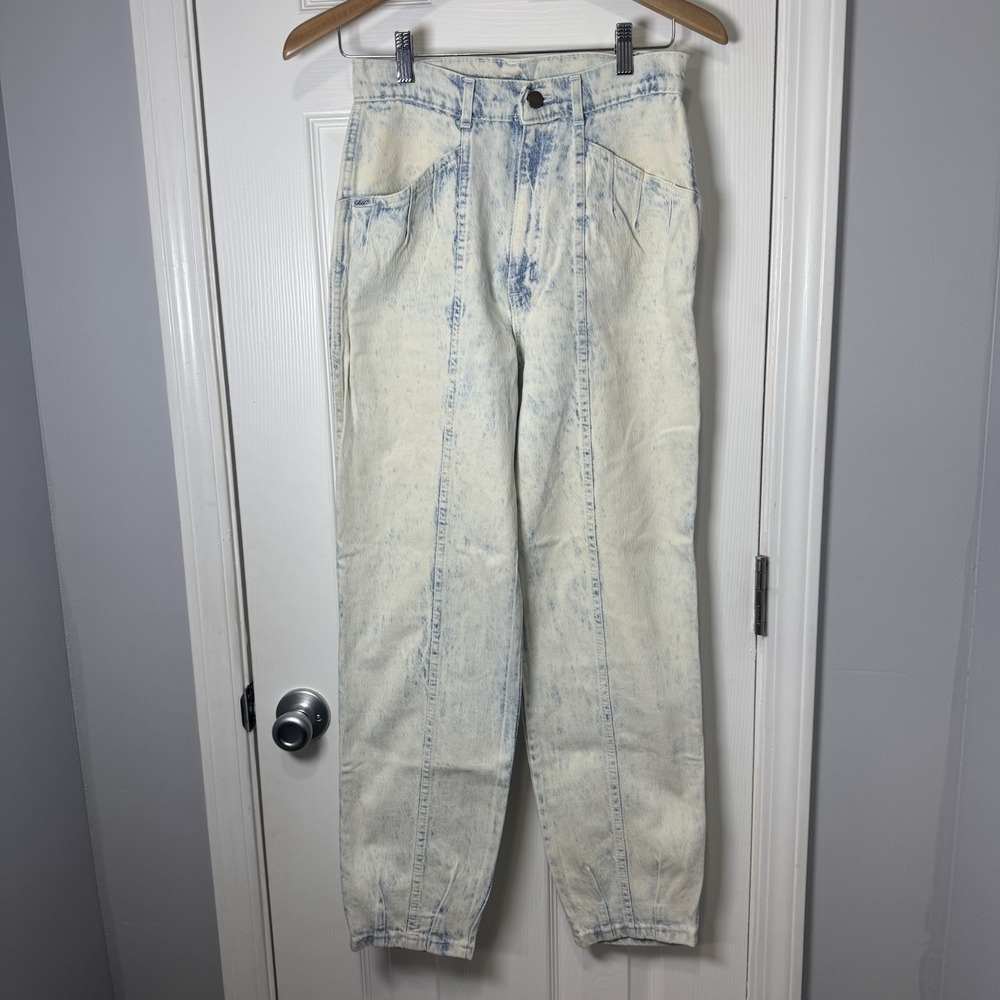 Chic Vintage 80s Acid Wash USA High Waist Tapered MOM Denim Jeans Size 9 28x28